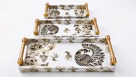 Ornate Golden Tray - Handcraft supplier, exporter & wholesale manufacturer