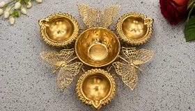 Golden Butterfly Diya Set - Home Decor supplier, exporter & wholesale manufacturer