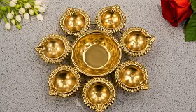 Golden Festival Diya Platter - Home Decor supplier, exporter & wholesale manufacturer