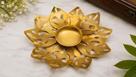 Golden Lotus Tealight Holder - Home Decor supplier, exporter & wholesale manufacturer