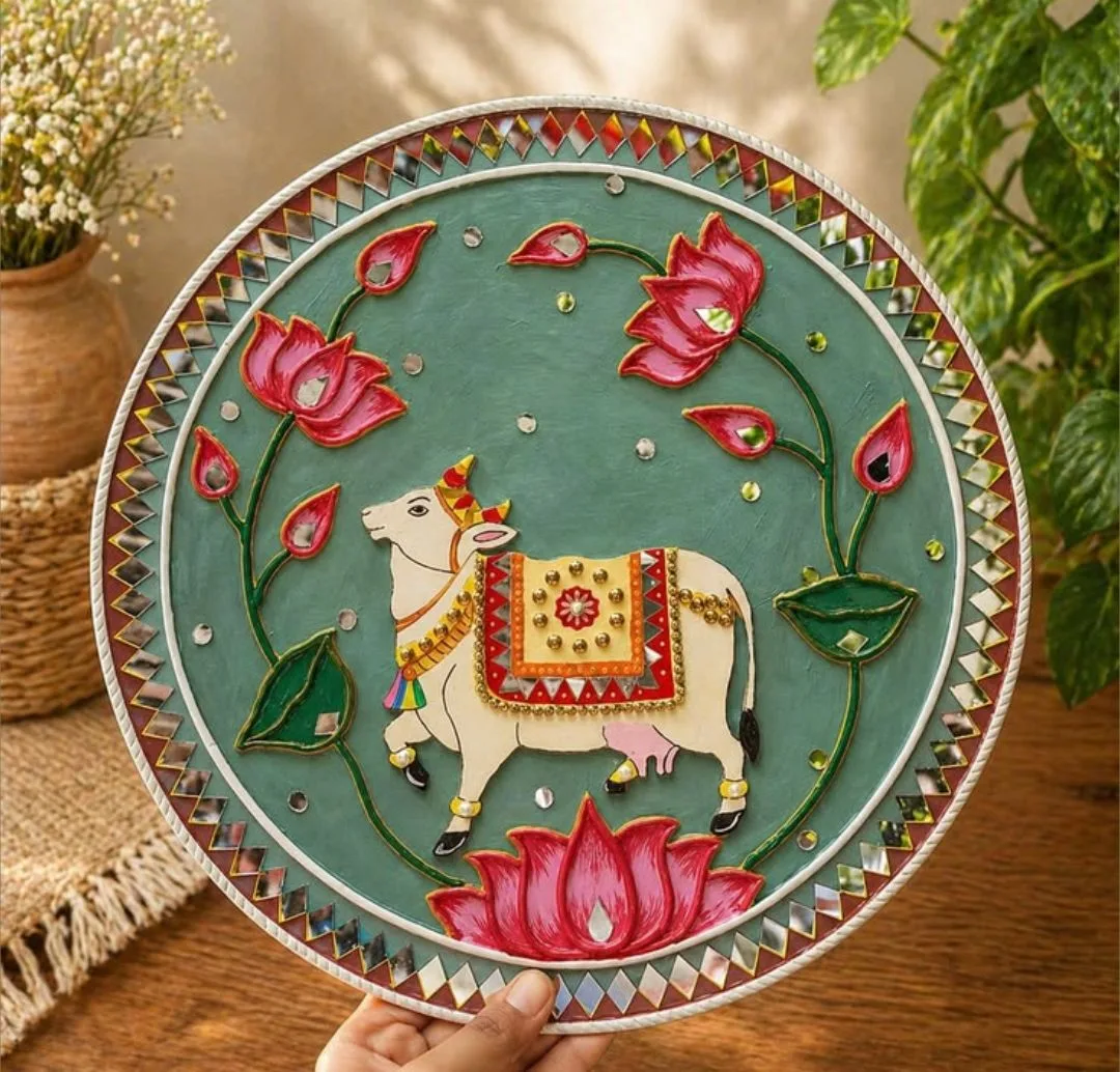 Nandi With Lotus Lippan Art - Handcraft supplier, exporter & wholesale manufacturer