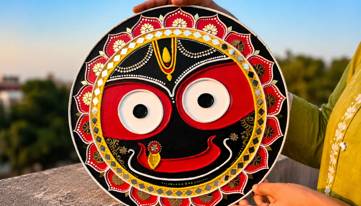 Jagannath Ji inspired Lippan artwork with intricate detailing - Handcraft supplier, exporter & wholesale manufacturer