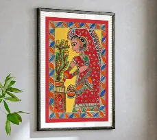 Tulsi Puja Madhubani Painting - Handcraft supplier, exporter & wholesale manufacturer