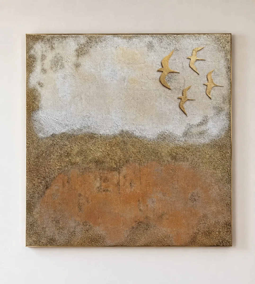 15x18 inch Golden Bird Texture Art