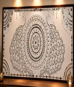 24x36 inch Peacock White Lippan Art