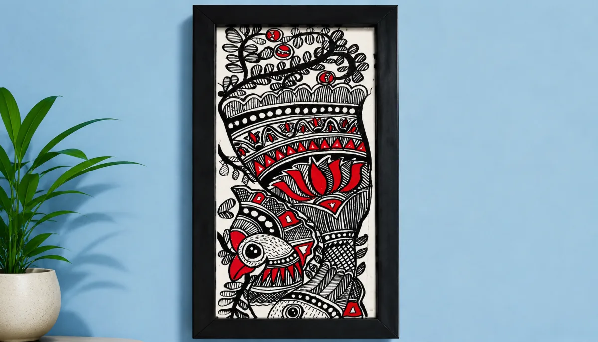 Madhubani Fish And Lotus Painting