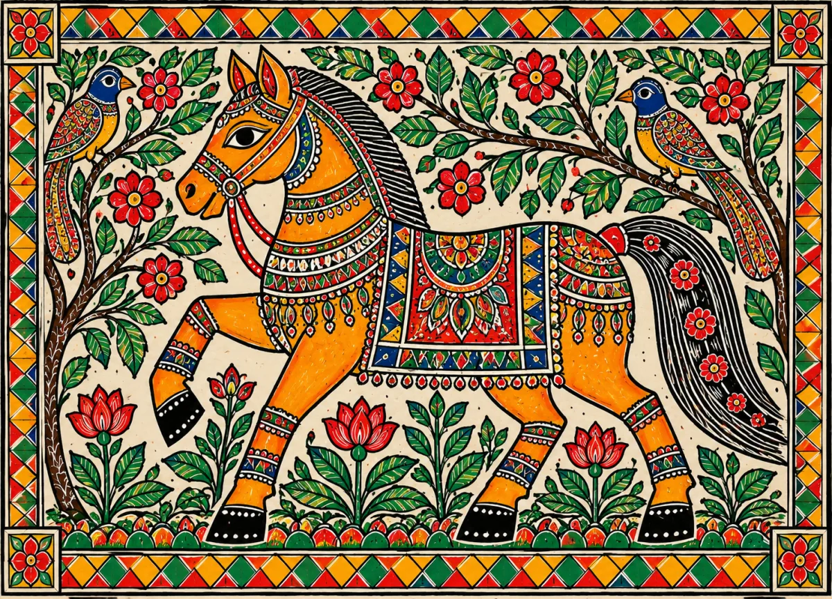 Horse Madhubani Painting - Handcraft supplier, exporter & wholesale manufacturer