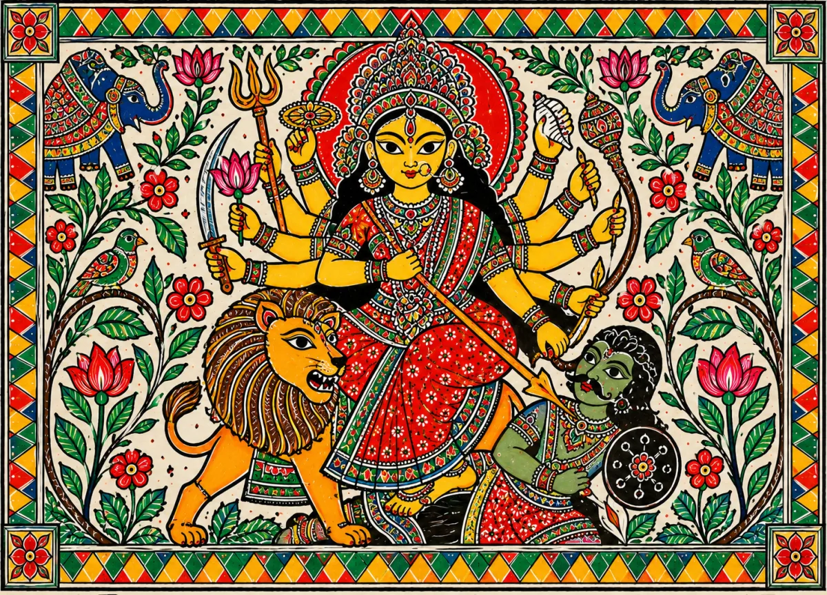 Durga Ji Madhubani Painting - Handcraft supplier, exporter & wholesale manufacturer