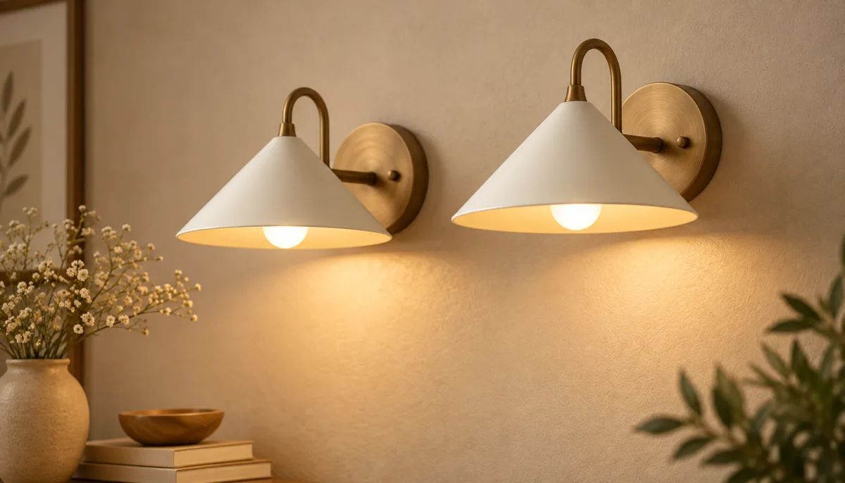 Office white cone shape shade wall sconce - Handcraft supplier, exporter & wholesale manufacturer